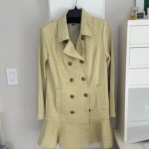 Cabi Hobnob Topper---Stylish Yellow Double-Breasted Women's Coat